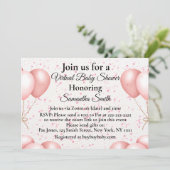 Roze ballonnen Virtual Baby shower Kaart (Staand voorkant)