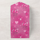 Roze ballonpatroon all in one uitnodiging (Buitenkant)