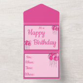 Roze ballonpatroon all in one uitnodiging (Binnen)