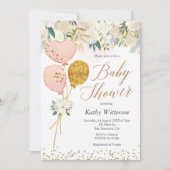 Roze ballonvaardig Baby shower Kaart (Voorkant)