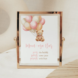 Roze Balloon Boho Beer Baby shower Moeder Osa Bar Poster