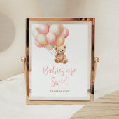Roze Balloon Boho Beer Baby's zijn zoet Poster