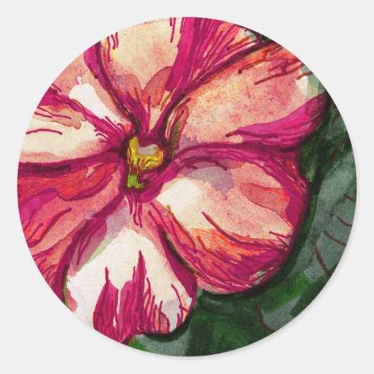 Roze Balsam Flower Art Ronde Sticker (Voorkant)