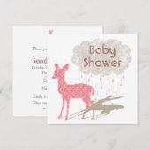Roze Bambi-Baby shower Kaart (Voorkant / Achterkant)