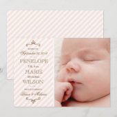  roze band babymeisje aankondiging (Voorkant / Achterkant)