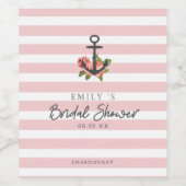 Roze band Nautisch AnkerVrijgezellenfeest Wijn Etiket (Enkel label)