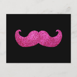 Roze band snor (Faux Glitter Graphic) Briefkaart