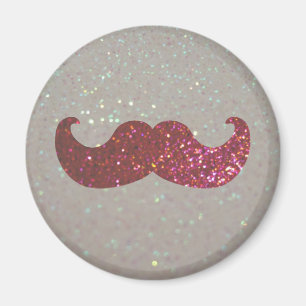 Roze band snor (Faux Glitter Graphic) Magneet