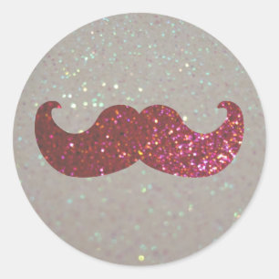 Roze band snor (Faux Glitter Graphic) Ronde Sticker