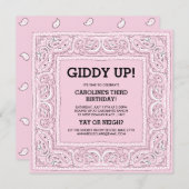 Roze Bandana | Birthday Invite Kaart (Voorkant / Achterkant)