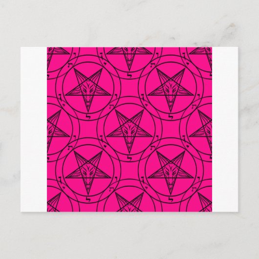 roze baphomet briefkaart (Voorkant)