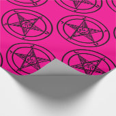 roze baphomet pentagram halloween cadeaupapier (Hoek)