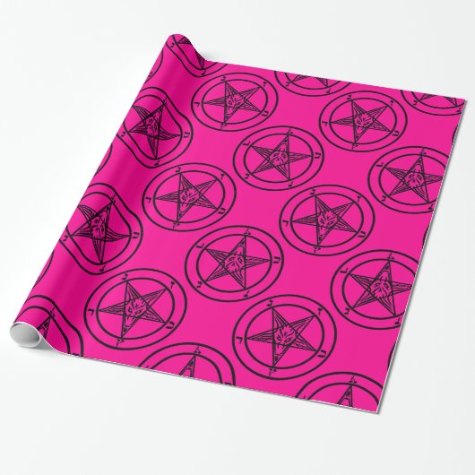 roze baphomet pentagram halloween cadeaupapier (Uitgerold)