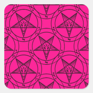 roze baphomet vierkante sticker