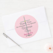 Roze baptisme dochter Silver Cross Hartelijk dank Ronde Sticker (Envelop)