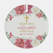 Roze | Baptisme van witte rozendij Glas Ornament (Achterkant)