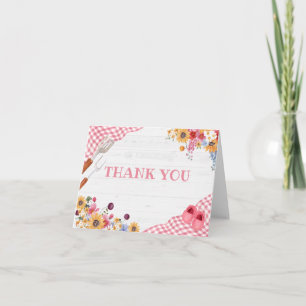 Roze Barbeque Baby Shower Bedankkaart