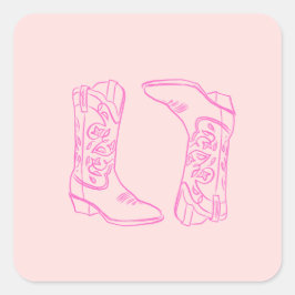 Roze Barbie Laarzen Cowgirl Vrijgezellenfeest Vierkante Sticker
