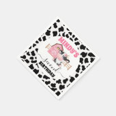 Roze Barn-Koe Druk 2e verjaardag papieren servet a (Hoek)