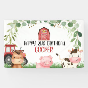 Roze Barn Tractor Boerderij Birthday Party Banner