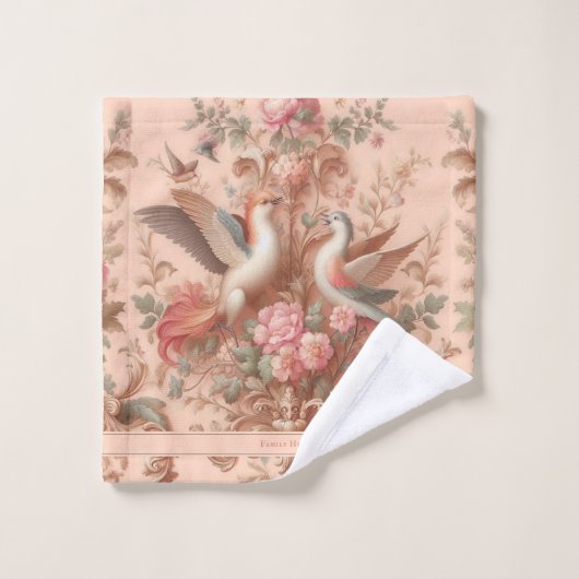 Roze Barok Rococo Bloem Morris Bad Handdoek (Wasdoekje)