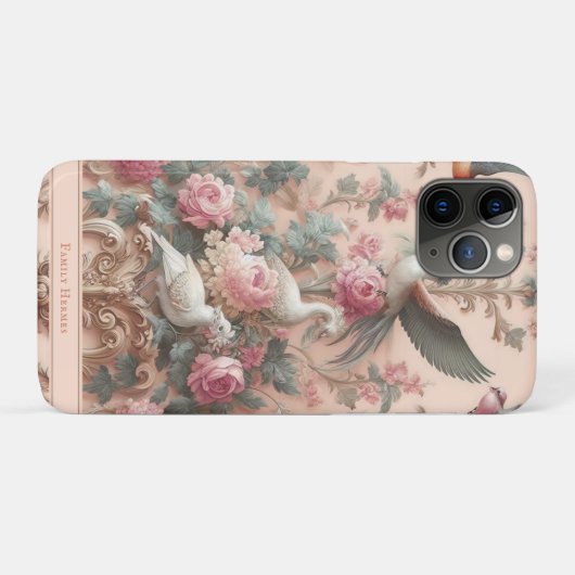 Roze Barok Rococo Bloem Morris Case-Mate iPhone Case (Achterkant (horizontaal))