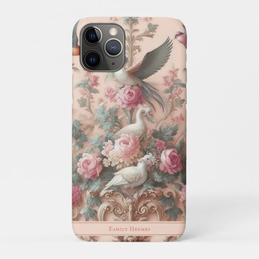 Roze Barok Rococo Bloem Morris Case-Mate iPhone Case (Achterkant)