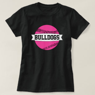 Roze Baseball/Softball Team & Player-naam & -numme T-shirt