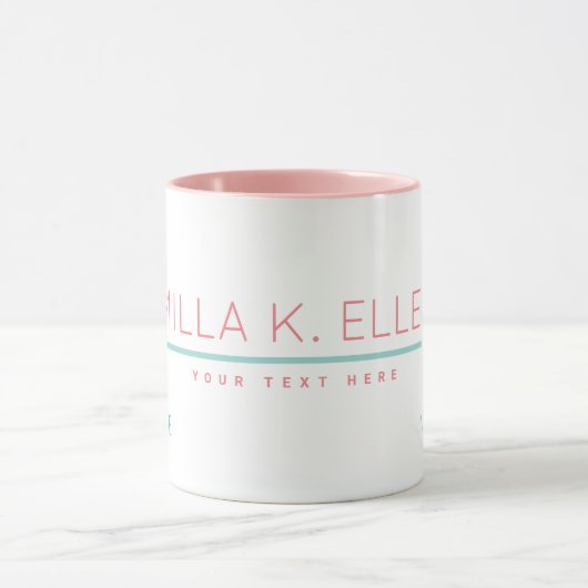Roze basic mok gepersonaliseerd met naam en tekst (Midden)