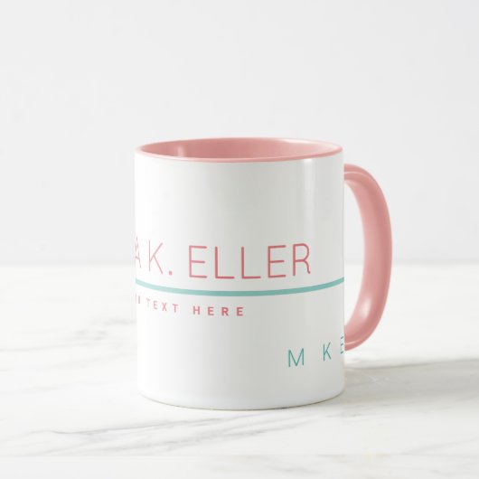 Roze basic mok gepersonaliseerd met naam en tekst (Voorkant rechts)