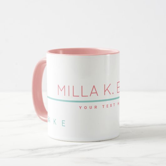 Roze basic mok gepersonaliseerd met naam en tekst (Voorkant links)