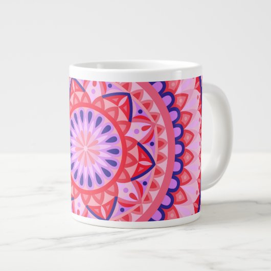 Roze Basis Mandala Extra Grote Beker (Voorkant rechts)