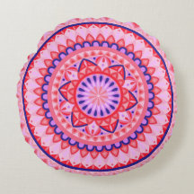 Roze Basis Mandala Rond Kussen