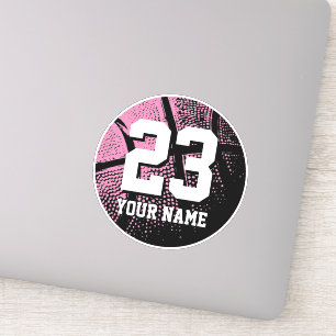 Roze basketbal aangepaste jersey nummer vinyl sticker