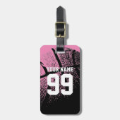 Roze basketbal bagagelabel voor speler en fan (Voorkant verticaal)