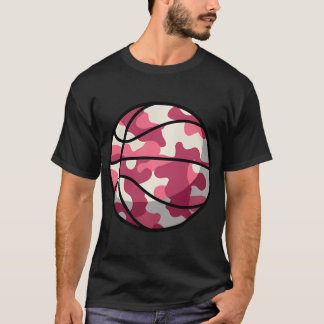 Roze Basketbal Camo - Roze Camouflage Basketbal T-shirt
