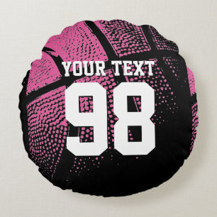 Roze basketbal gooiende kussen met jersey nummer