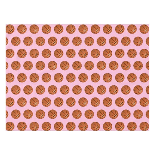 Roze Basketbal Kids Verjaardagsfeestje Tafelkleed (Voorkant (Horizontaal))