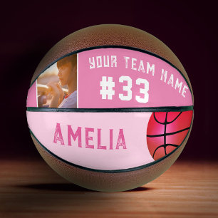 Roze Basketbal Meisje Speler Naam Team Nummer