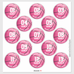 roze basketbal op maat 3-inch stickers