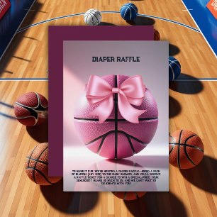 Roze Basketbal Ribbon Bow Ball Baby shower Invita Informatiekaartje