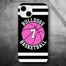 Roze Basketbal Team Naam Speler Nummer Custom Case-Mate iPhone 14 Hoesje