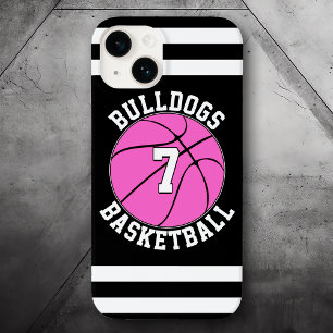 Roze Basketbal Team Naam Speler Nummer Custom Case-Mate iPhone 14 Hoesje