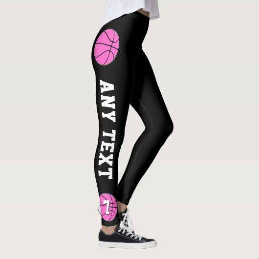 Roze Basketball Custom Team Name and Player Number Leggings (Rechts)