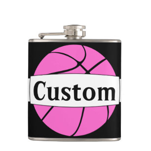 Roze Basketball Custom Team of Player Name Sports Heupfles