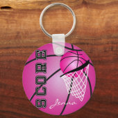 Roze Basketball | DIY-naam Sleutelhanger (Voorkant)