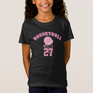 Roze Basketball   Naam en nummer DIY T-shirt