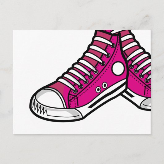 Roze Basketball Sneaker Briefkaart (Voorkant)
