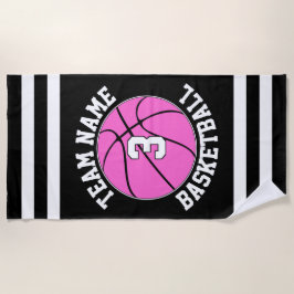 Roze Basketball Team Name & Player Number Custom Strandlaken