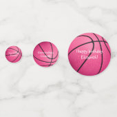 roze basketballen meiden verjaardagsfeest confetti (Voorkanten)